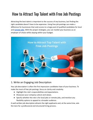 How to Attract Top Talent with Free Job Postings