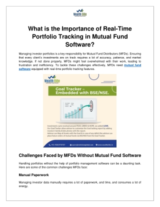 What is the Importance of Real-Time Portfolio Tracking in Mutual Fund Software