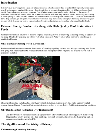 Boost Electricity Effectiveness with Premium Roof Restoration in Perth
