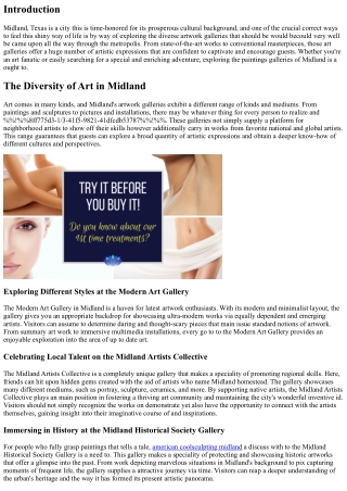 Experiencing the Vibrant Art Galleries of Midland
