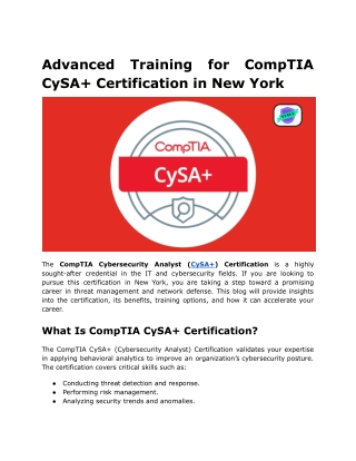 advanced cysa certification in new york