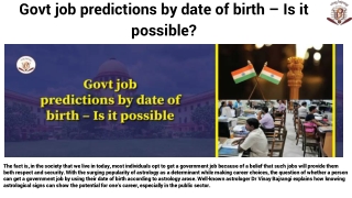 Govt job predictions by date of birth – Is it possible_