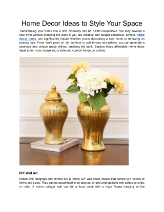 Affordable Home Decor Ideas to Style Your Space - Google Docs