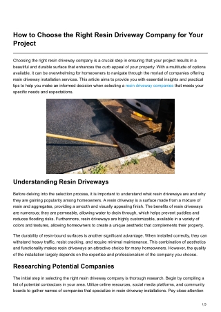 How to Choose the Right Resin Driveway Company for Your Project