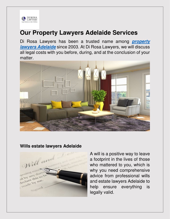 our property lawyers adelaide services