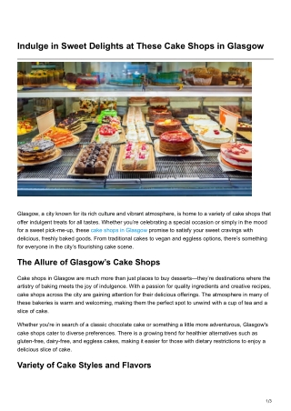 Indulge in Sweet Delights at These Cake Shops in Glasgow