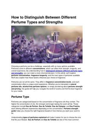 how to distinguish between different perfume