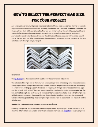 How to Select the Perfect Bar Size for Your Project