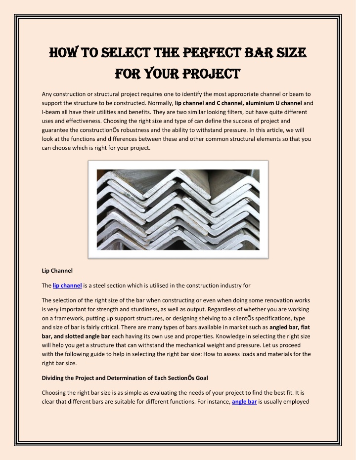 how to select the perfect bar size how to select