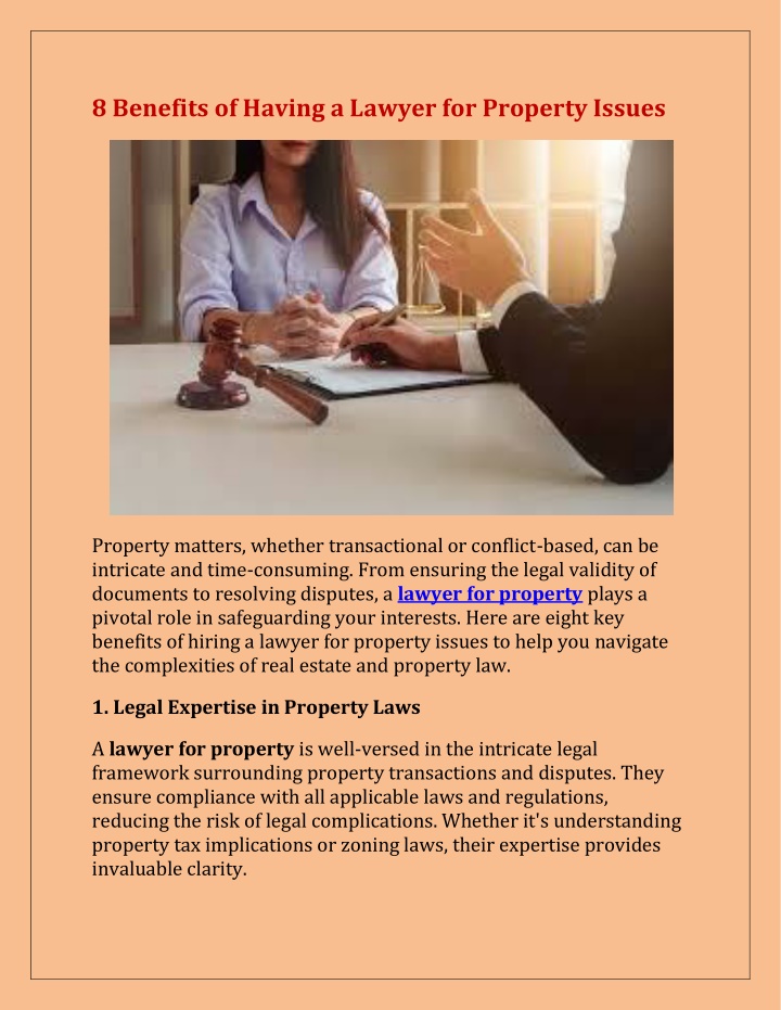 8 benefits of having a lawyer for property issues