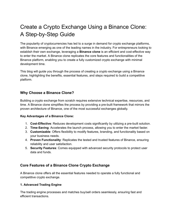 create a crypto exchange using a binance clone