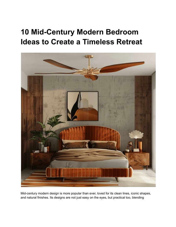 10 mid century modern bedroom ideas to create