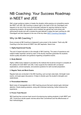 nb coaching your success roadmap in neet and jee