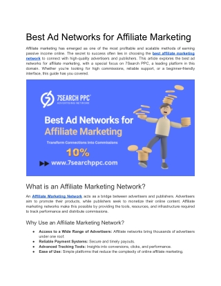 best ad networks for affiliate marketing