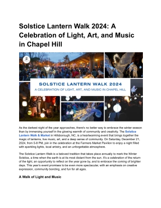 Solstice Lantern Walk 2024_ A Celebration of Light, Art, and Music in Chapel Hill