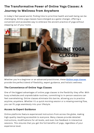 the transformative power of online yoga classes