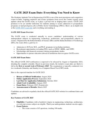 GATE 2025 Exam Date: Everything You Need to Know