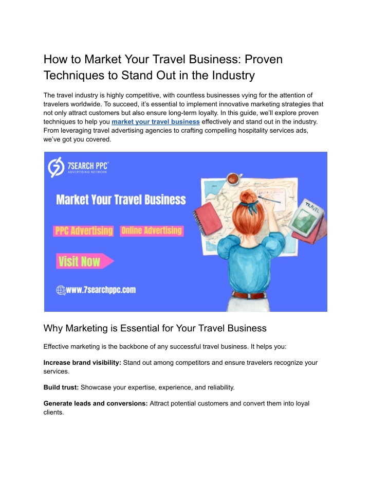 how to market your travel business proven