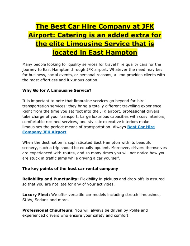 the best car hire company at jfk airport catering