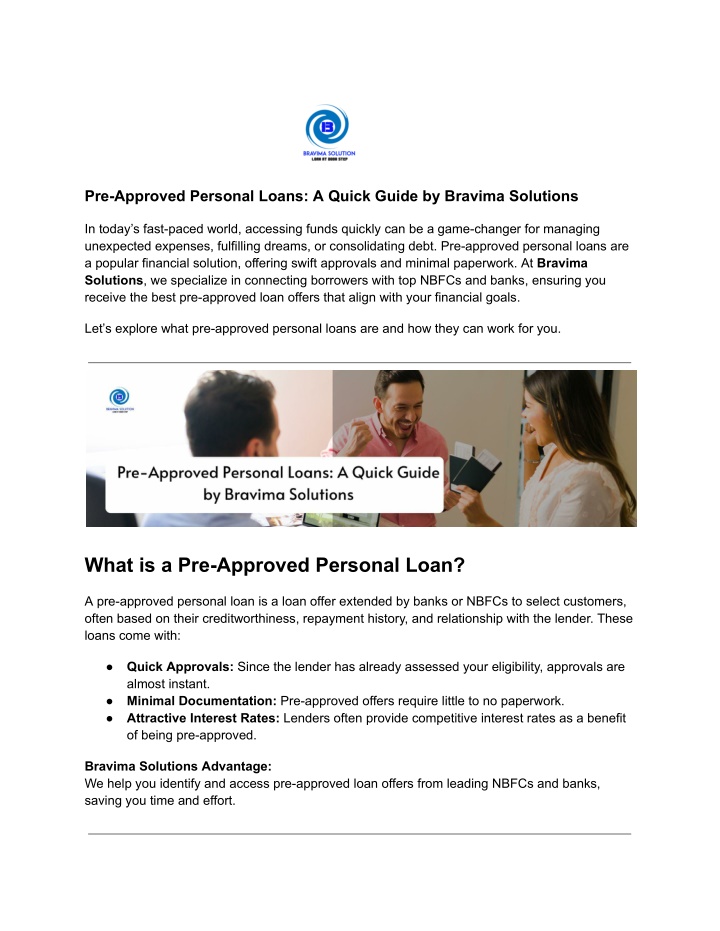 pre approved personal loans a quick guide