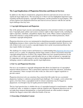 The Legal Implications of Plagiarism Detection and Removal Services