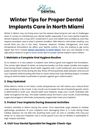 Winter Tips for Proper Dental Implants Care in North Miami