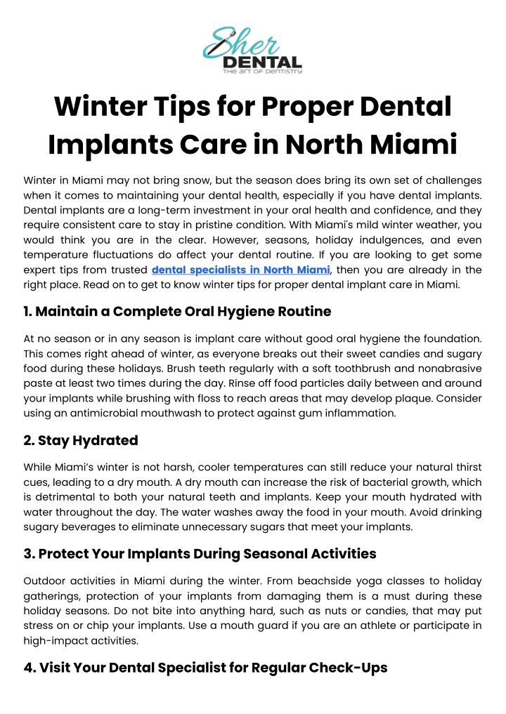 winter tips for proper dental implants care