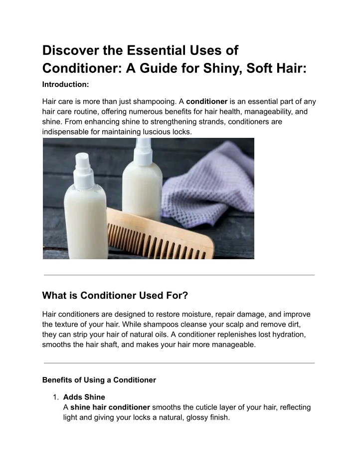 discover the essential uses of conditioner