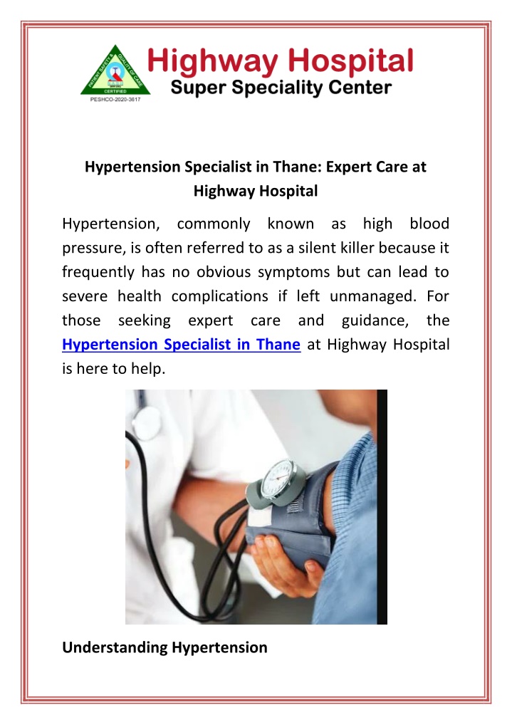 hypertension specialist in thane expert care