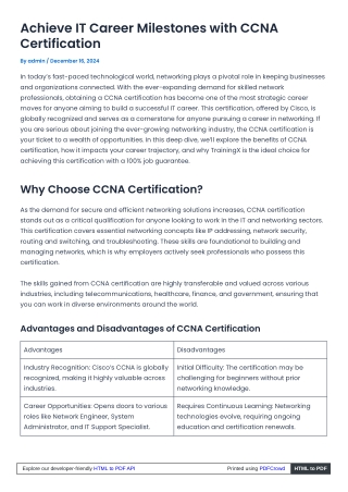 achieve it career milestones with ccna