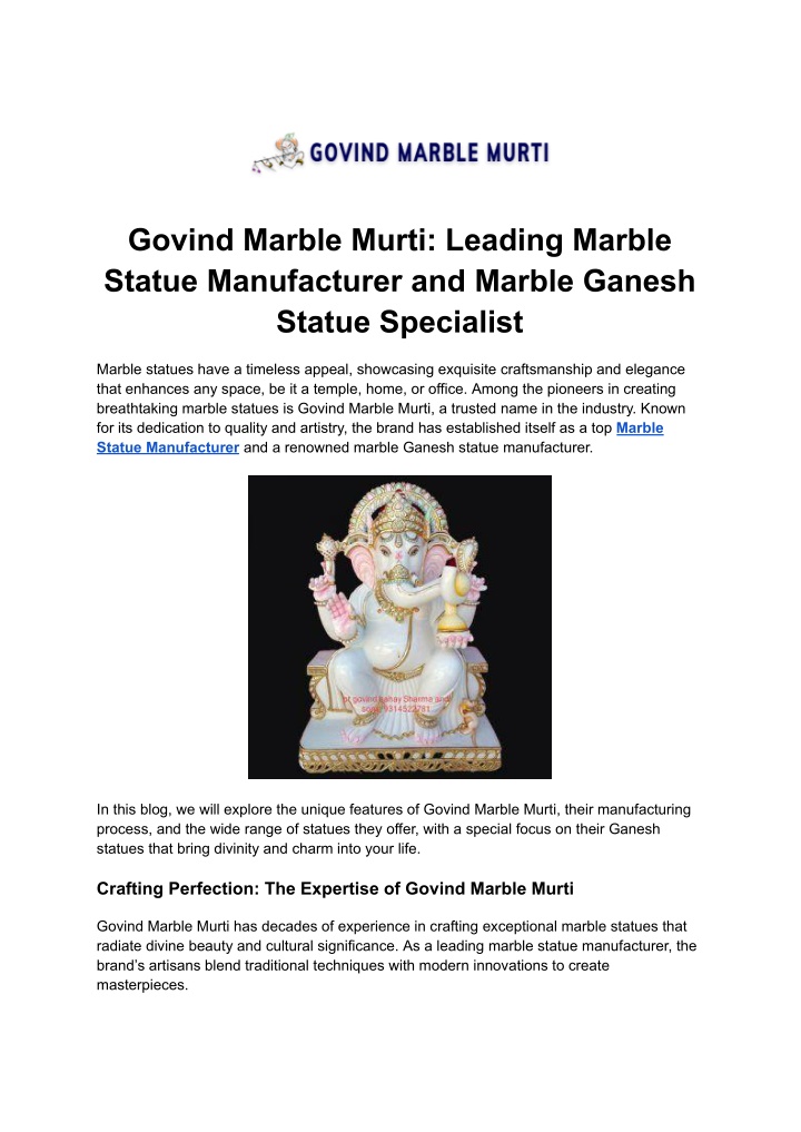 govind marble murti leading marble statue