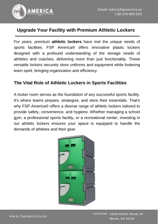 Upgrade Your Facility with Premium Athletic Lockers