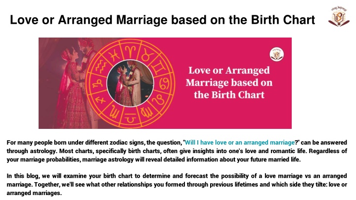 love or arranged marriage based on the birth chart