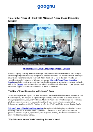 unlock the power of cloud with microsoft azure