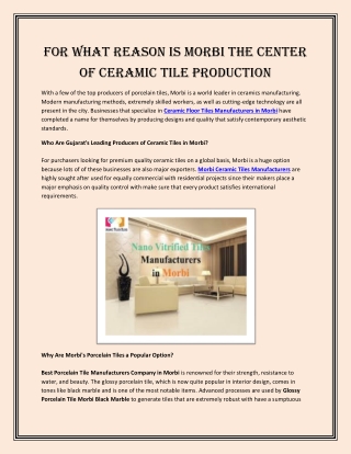 for what reason is morbi the center of ceramic