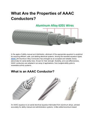 What Are the Properties of AAAC Conductors (1)