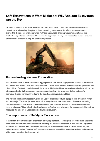 Safe Excavations in West Midlands Why Vacuum Excavators Are the Key