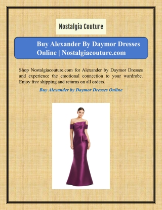 Buy Alexander By Daymor Dresses Online | Nostalgiacouture.com