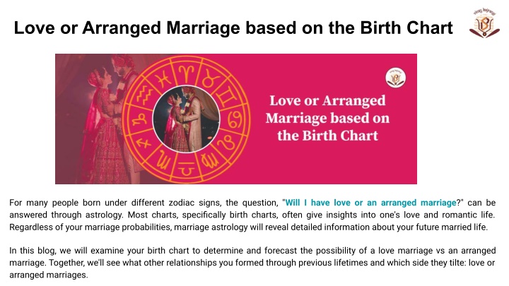 love or arranged marriage based on the birth chart