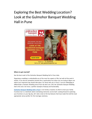 Exploring the Best Wedding Location Look at the Gulmohor Banquet Wedding Hall in Pune