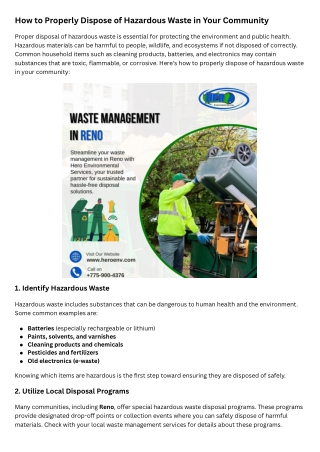 How to Properly Dispose of Hazardous Waste in Your Community
