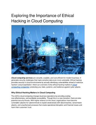 Exploring the Importance of Ethical Hacking in Cloud Computing