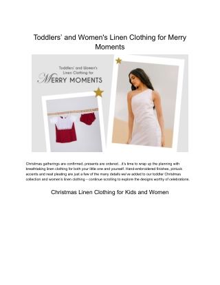 Celebrate Merry Moments: The Best Linen Clothing for Women and Toddlers