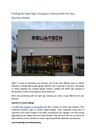 Finding the Best Sign Company in Kernersville for Your Business Needs