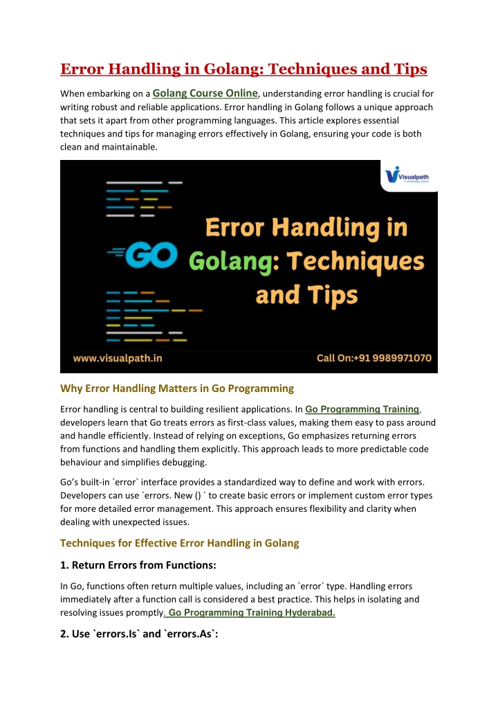 error handling in golang techniques and tips