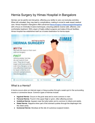 Hernia Surgery by Himas Hospital in Bangalore