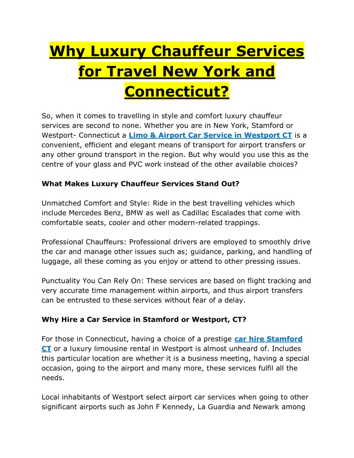 why luxury chauffeur services for travel new york