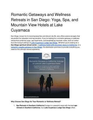 Romantic Getaways and Wellness Retreats in San Diego_ Yoga, Spa, and Mountain View Hotels at Lake Cuyamaca