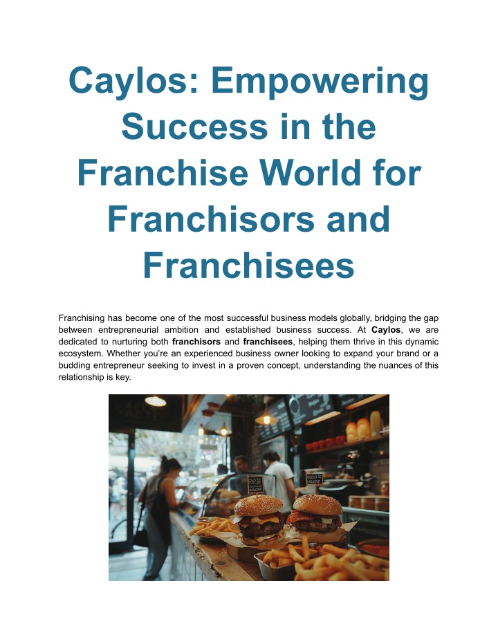 caylos empowering success in the franchise world