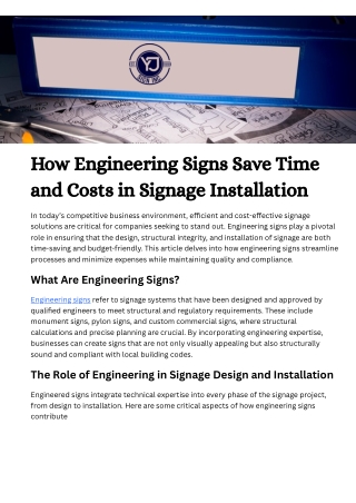 how engineering signs save time and costs